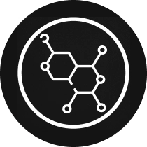 Black icon of a chemical diagram – symbolizes the chemical sector.