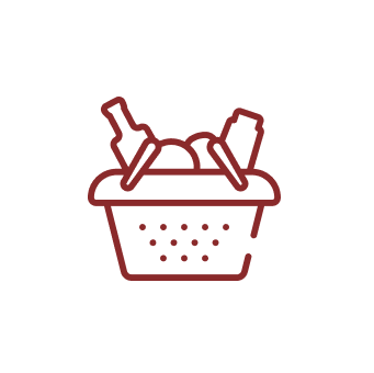 Icon of a shopping basket with products in it.