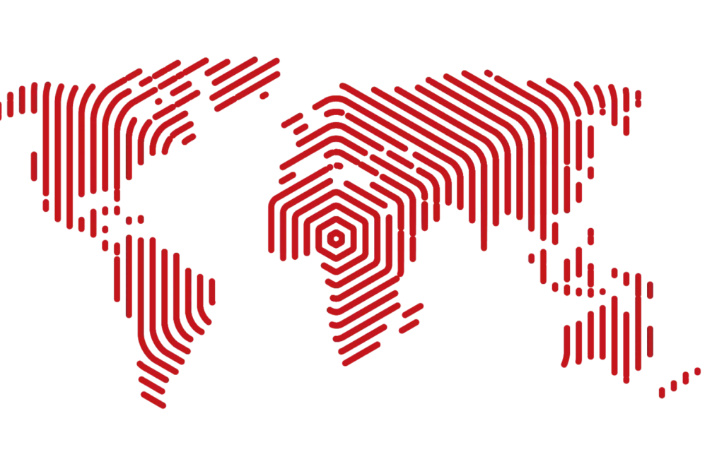 World map in red.
