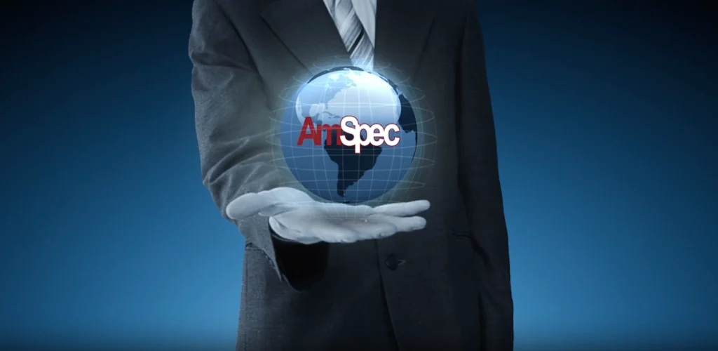 Amspec AmSpec Agri Introduction 2023 10 Hand holding a levitating globe with the AmSpec logo on it.