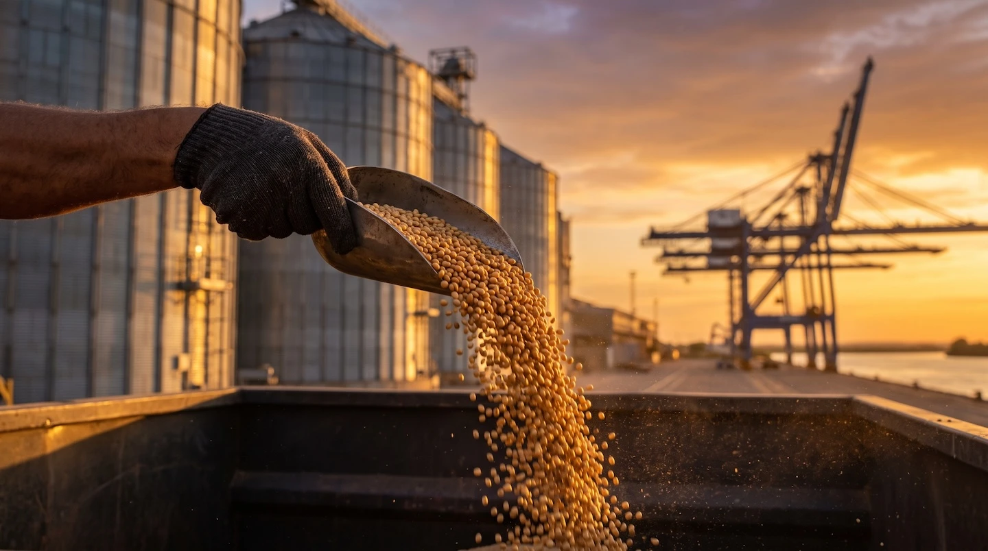 Amspec Food Safety Testing Services: A Commodity Trader's Guide to Quality Compliance 2 Worker pouring agricultural cargo into container at port